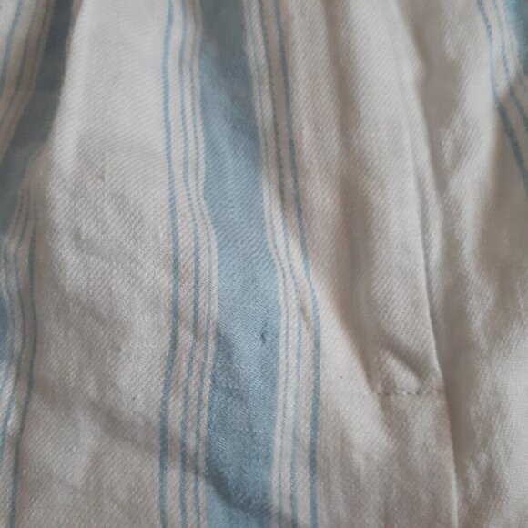 Frame Women's 0 White Blue Stripe 100% Linen High Waist Pleated Front Shorts - Picture 8 of 13